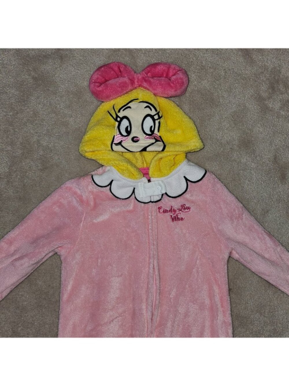 Cindy Lou Who Dr Seuss Grinch Fleece Hooded Pajamas 4T Toddler Halloween Costume - Picture 2 of 7